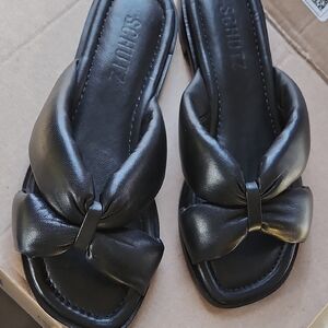 Schutz Black Bow Sandals